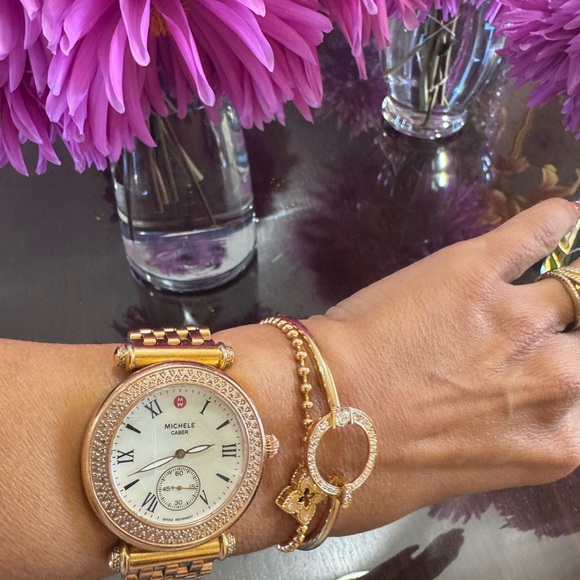 $3990 Michele Caber Diamond Watch Rose Tone Mother of Pearl Dial – 37mm main image 7